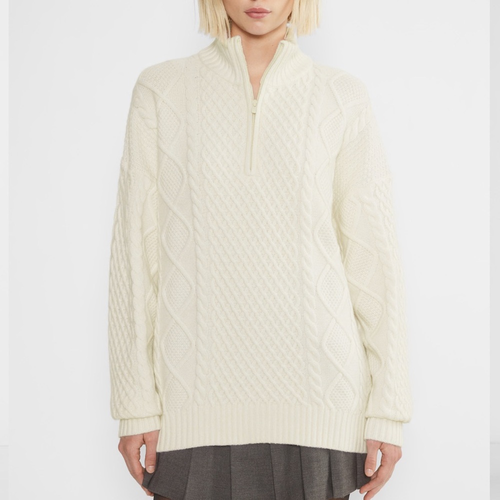 Aritzia Sunday Best Peggy 1/4 Zip Sweater Whisper White